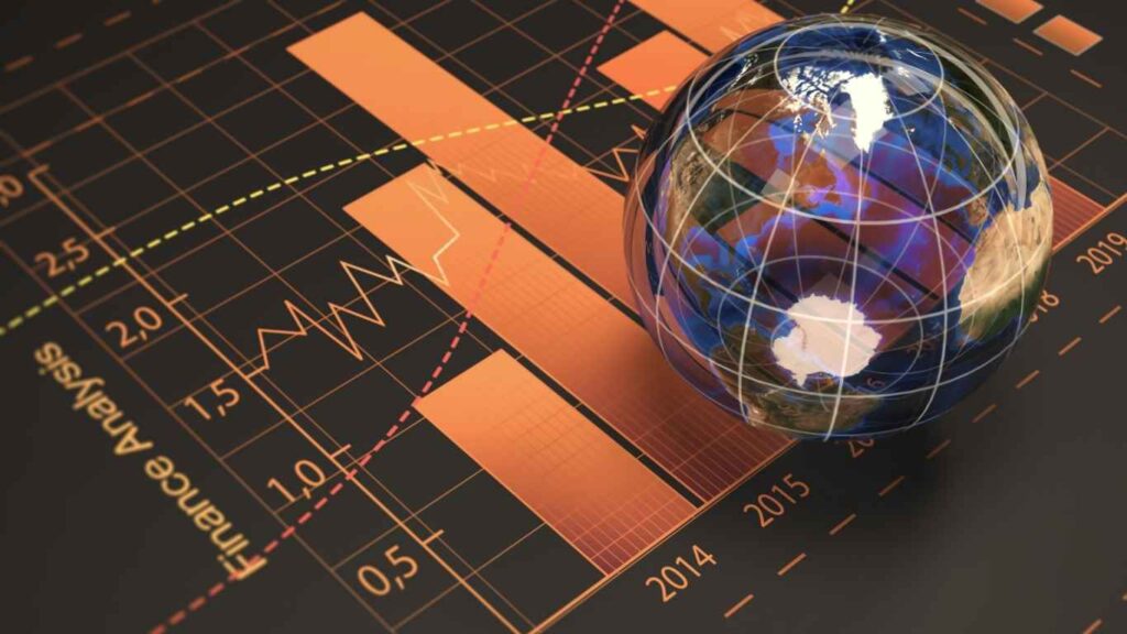 Global finance data visualization concept
