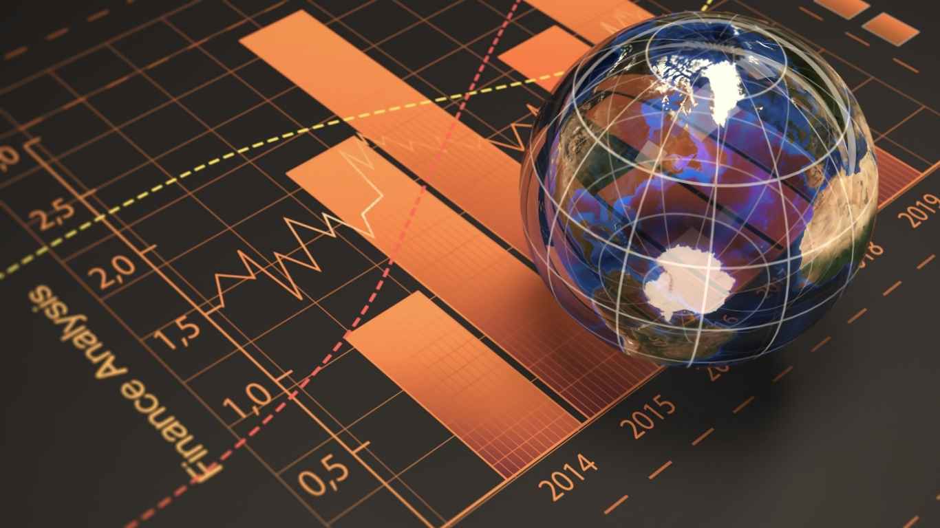 Global finance data visualization concept