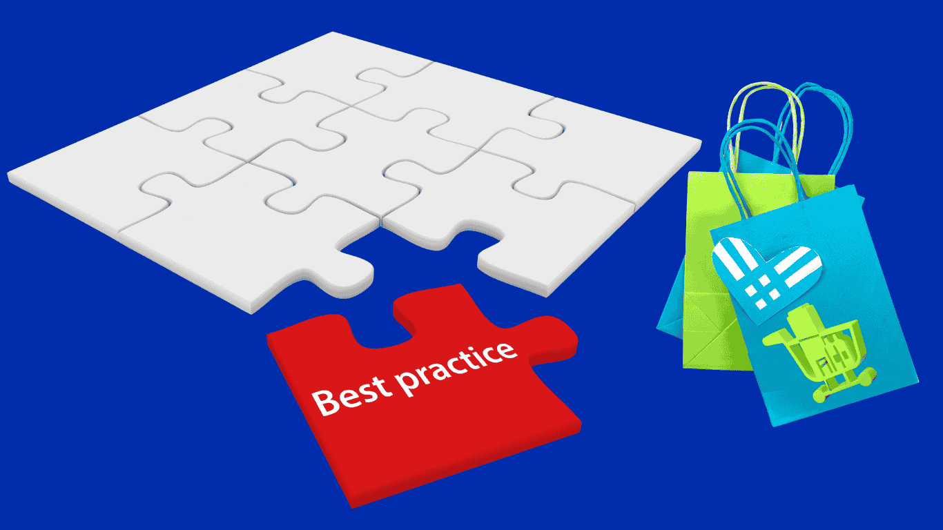 Puzzle piece labeled 'Best practice' with Colorful Shopping Bags depicting eCommerce